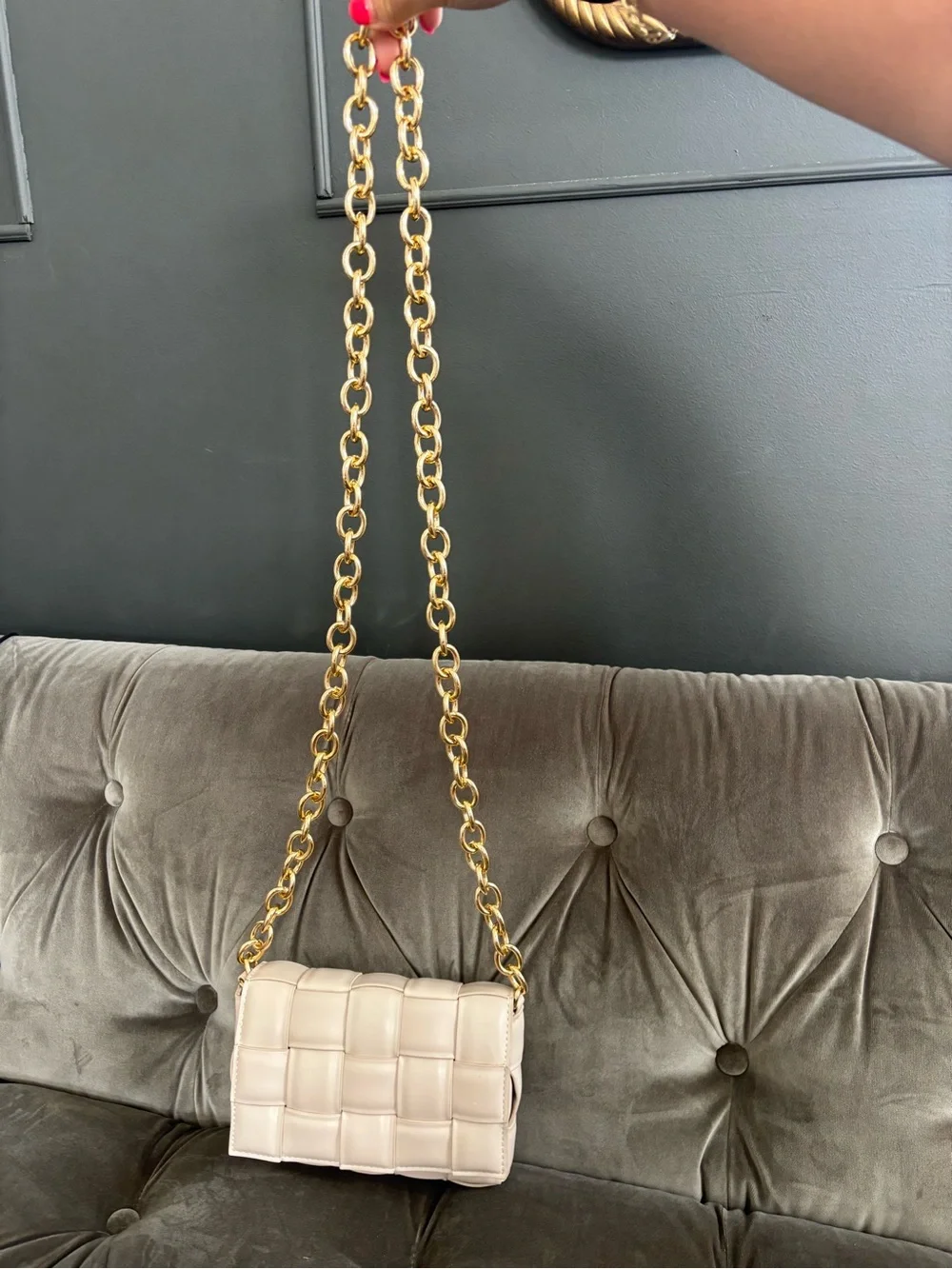 Woven Padded Clutch in Soft Cream